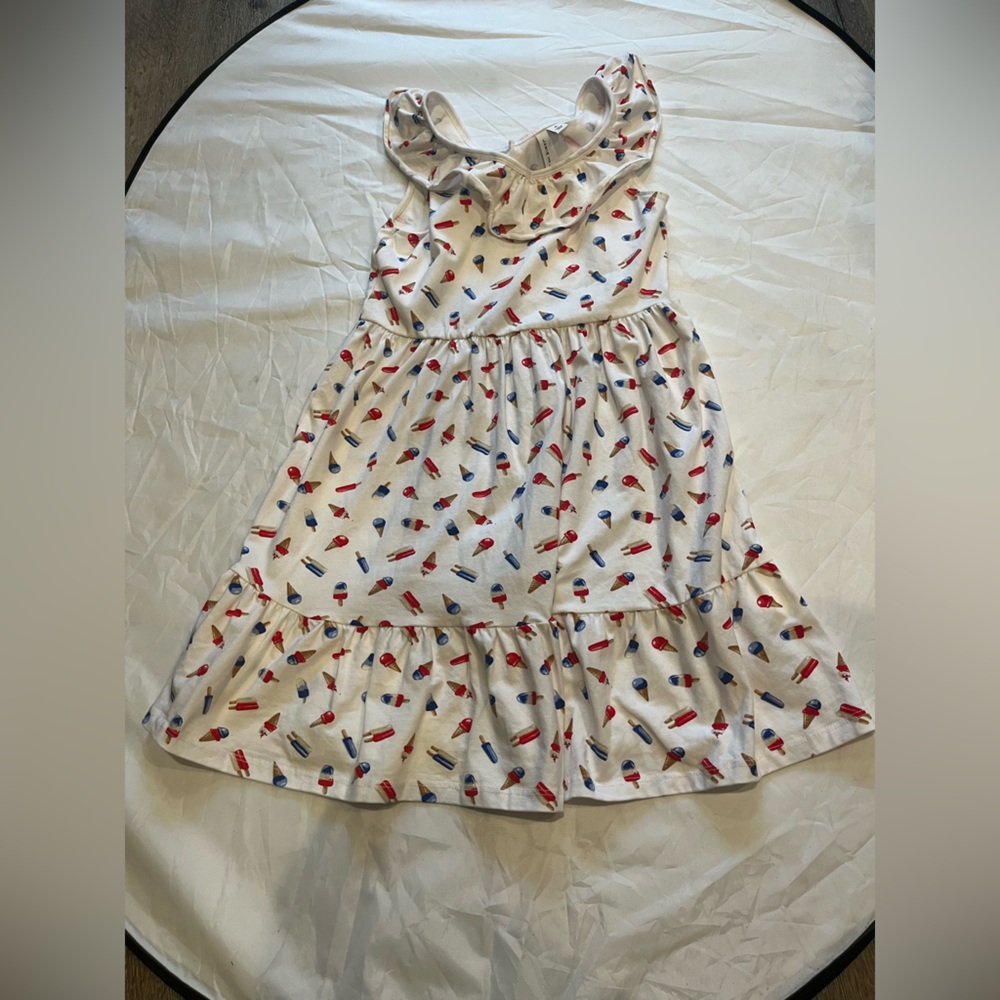 Janie and Jack White Dress with Red and Blue Popsicle Print